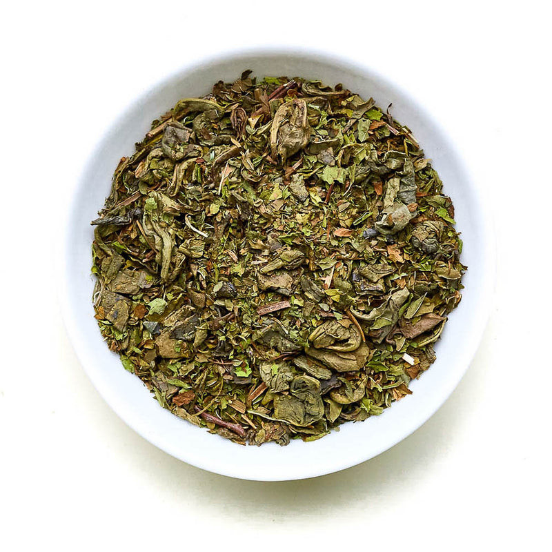 Minty Marrakech - Smoky Gunpowder Green Tea with mint leaves